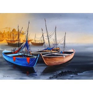 Abdul Jabbar, 30 x 42 Inch, Acrylic on Canvas, Seascape Painting, AC-ABJ-042